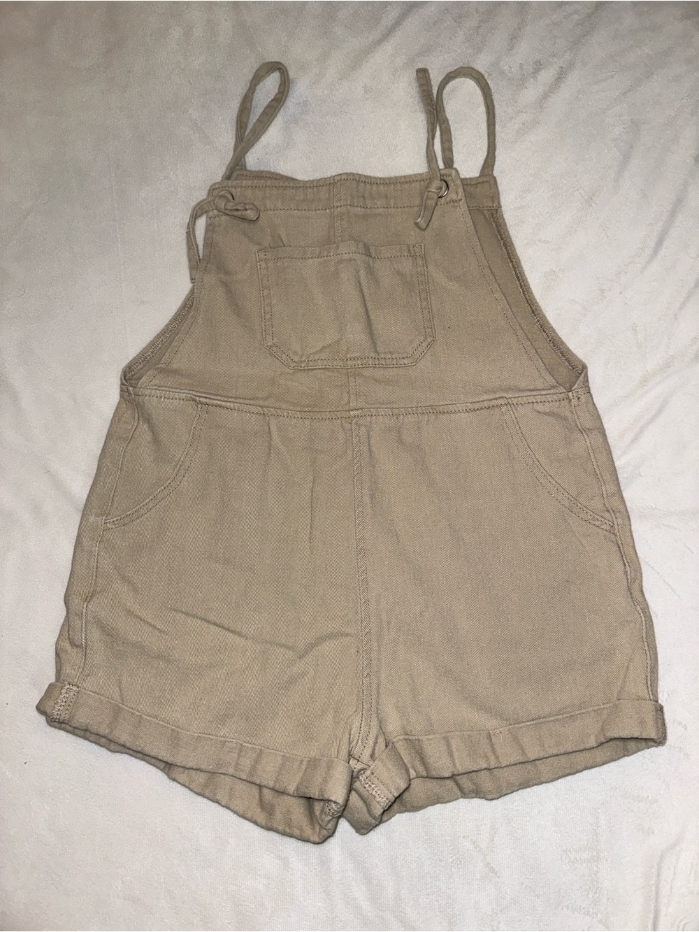 Cider Beige Denim Overall Shortalls Romper Size Small